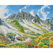 山の木版画　涸沢錦秋